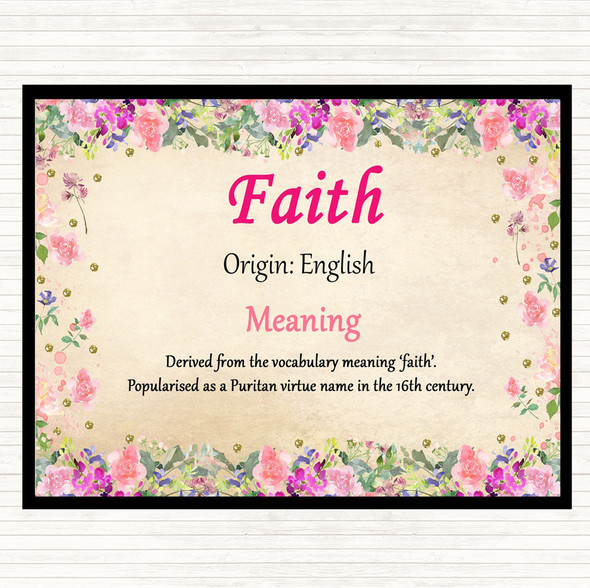 Faith Name Meaning Mouse Mat Pad Floral