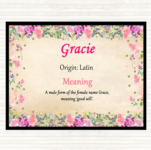 Gracie Name Meaning Mouse Mat Pad Floral