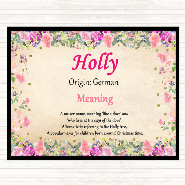 Holly Name Meaning Mouse Mat Pad Floral