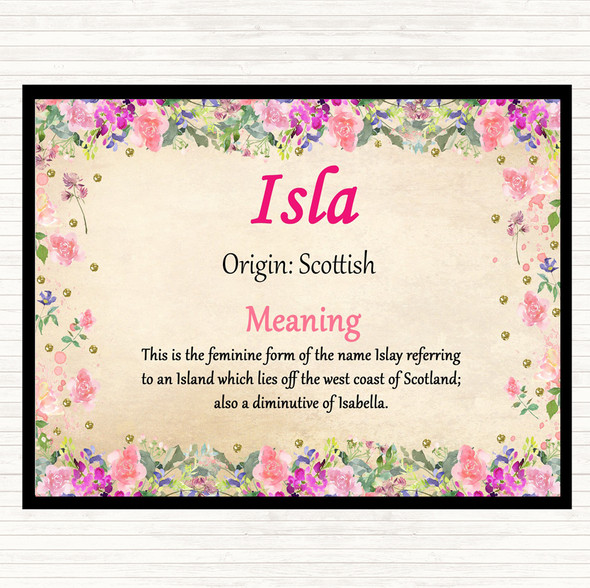 Isla Name Meaning Mouse Mat Pad Floral