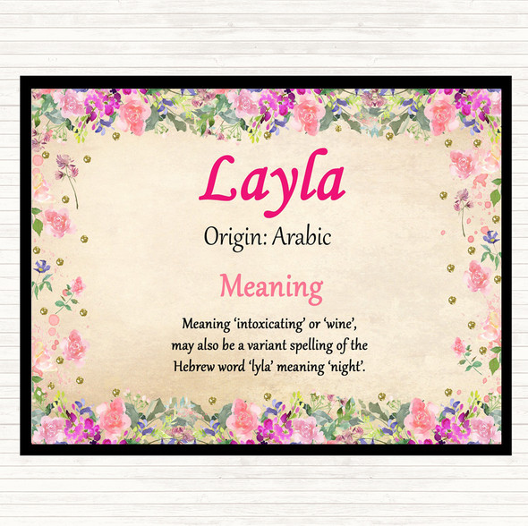 Layla Name Meaning Mouse Mat Pad Floral