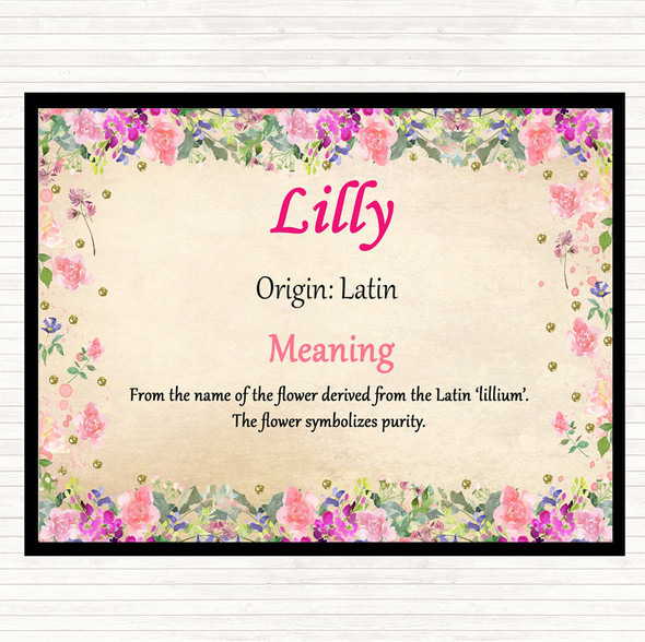 Lilly Name Meaning Mouse Mat Pad Floral