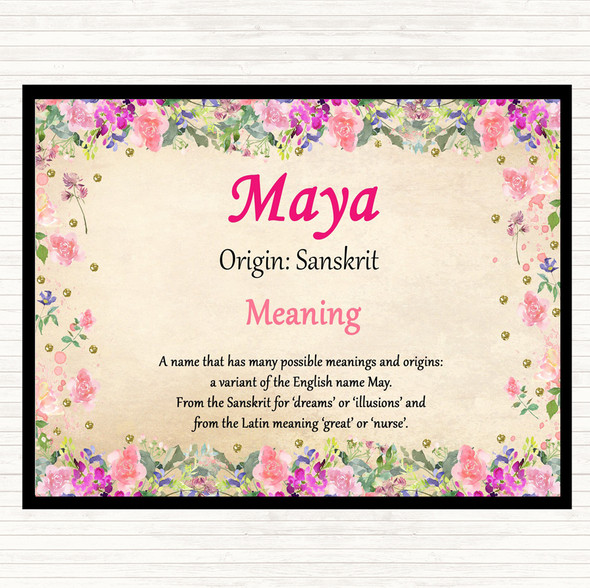 Maya Name Meaning Mouse Mat Pad Floral