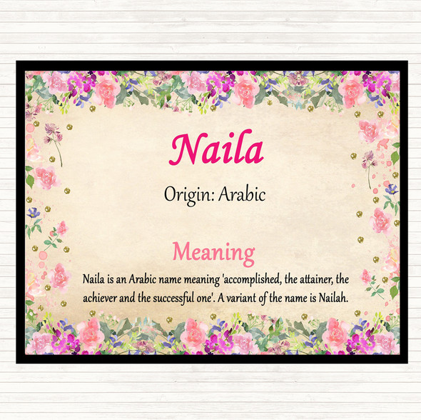 Naila Name Meaning Mouse Mat Pad Floral