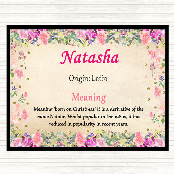 Natasha Name Meaning Mouse Mat Pad Floral