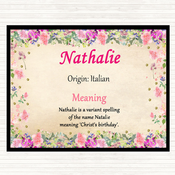 Nathalie Name Meaning Mouse Mat Pad Floral
