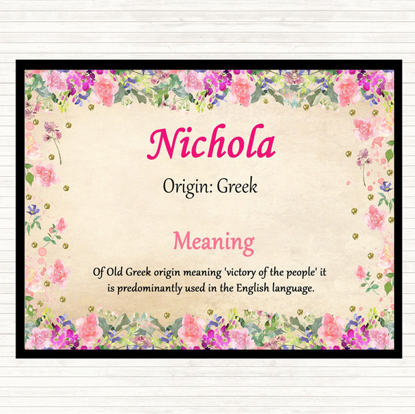 Nichola Name Meaning Mouse Mat Pad Floral