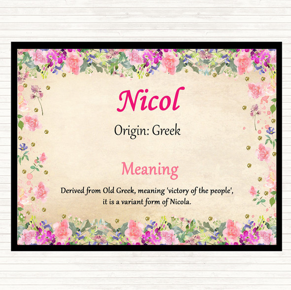 Nicol Name Meaning Mouse Mat Pad Floral