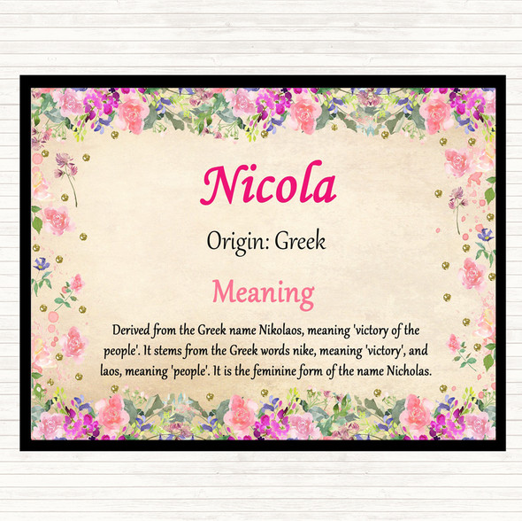 Nicola Name Meaning Mouse Mat Pad Floral