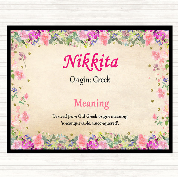 Nikkita Name Meaning Mouse Mat Pad Floral