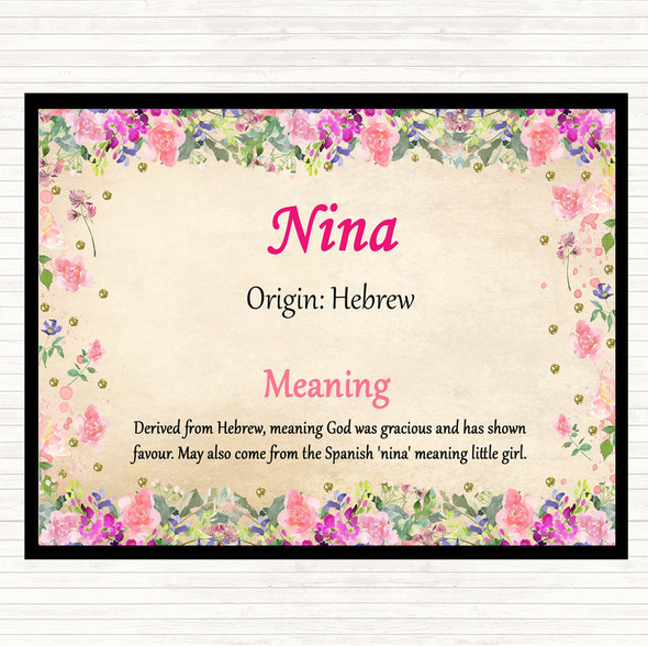 Nina Name Meaning Mouse Mat Pad Floral