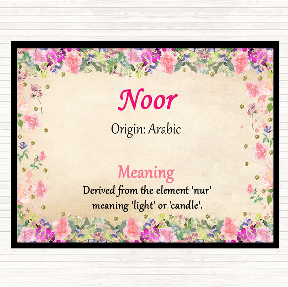 Noor Name Meaning Mouse Mat Pad Floral