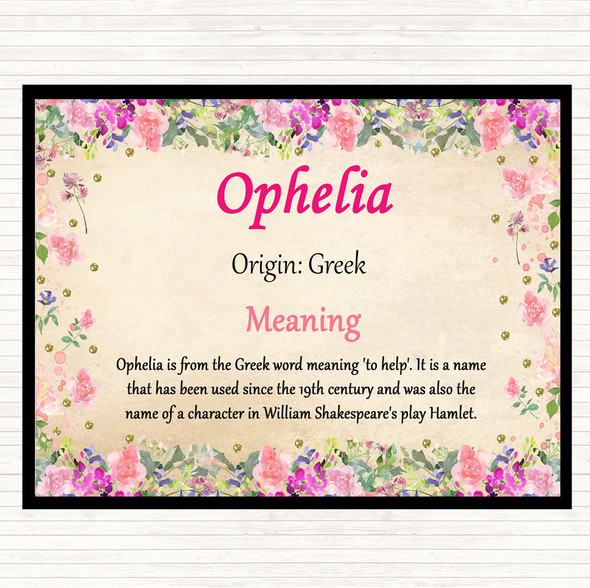 Ophelia Name Meaning Mouse Mat Pad Floral