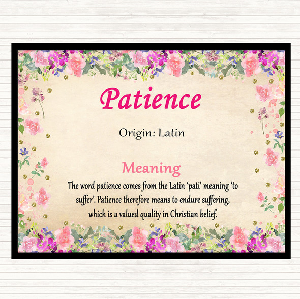 Patience Name Meaning Mouse Mat Pad Floral