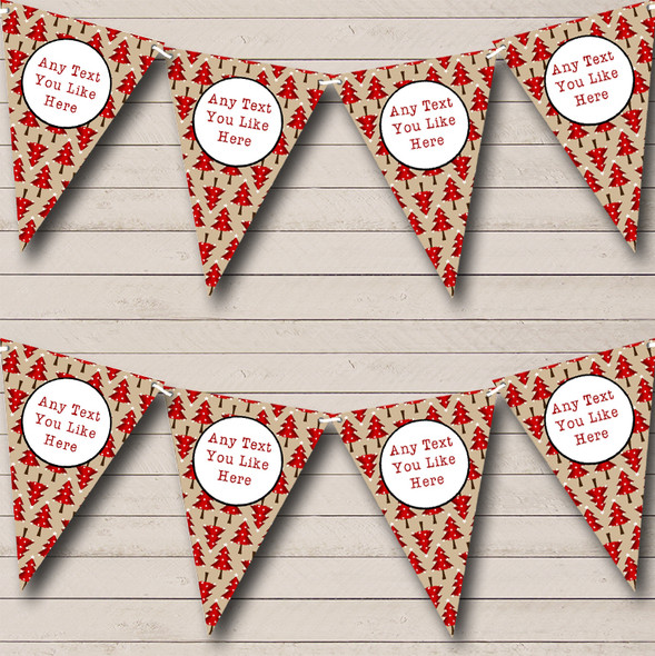 Red Sparkly Xmas Trees Personalised Christmas Decoration Bunting