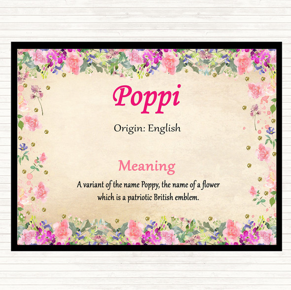 Poppi Name Meaning Mouse Mat Pad Floral