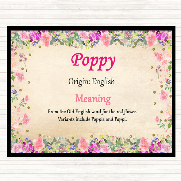 Poppy Name Meaning Mouse Mat Pad Floral