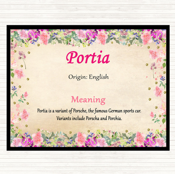 Portia Name Meaning Mouse Mat Pad Floral