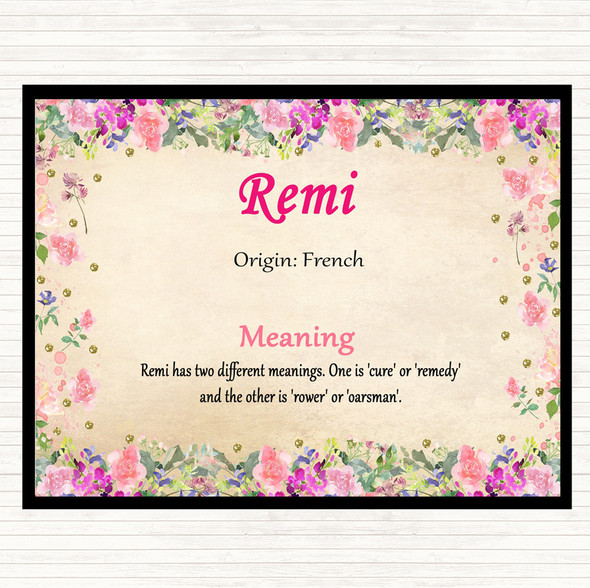 Remi Name Meaning Mouse Mat Pad Floral