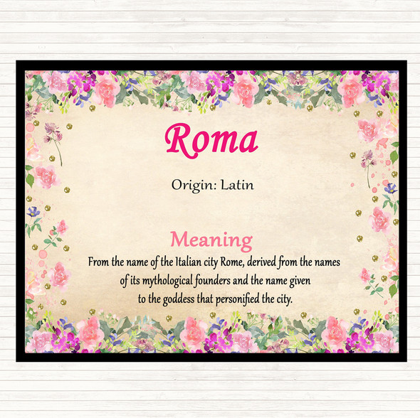 Roma Name Meaning Mouse Mat Pad Floral