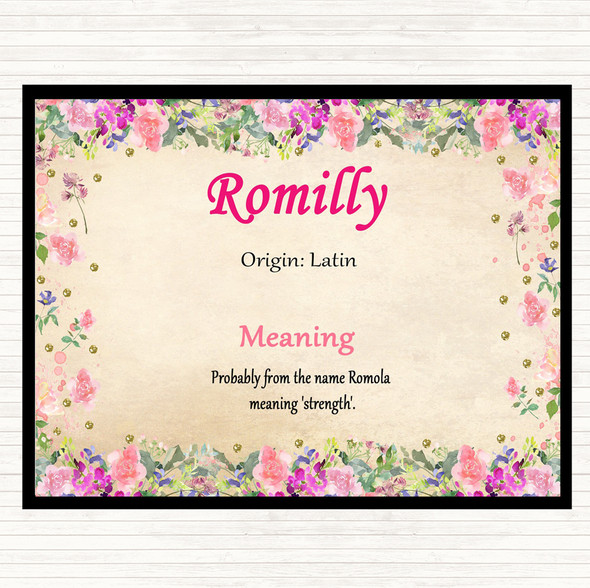 Romilly Name Meaning Mouse Mat Pad Floral