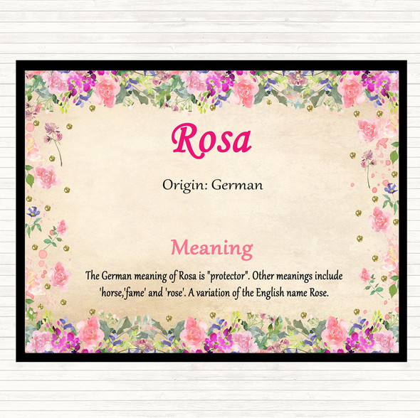Rosa Name Meaning Mouse Mat Pad Floral