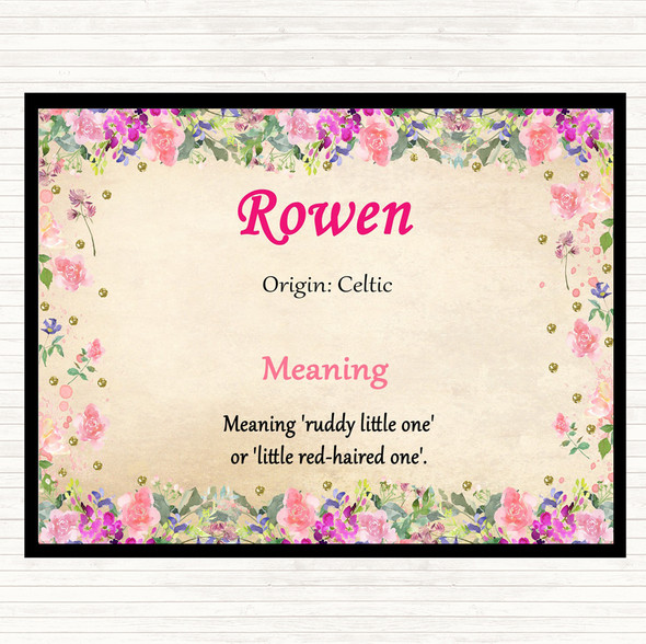 Rowen Name Meaning Mouse Mat Pad Floral
