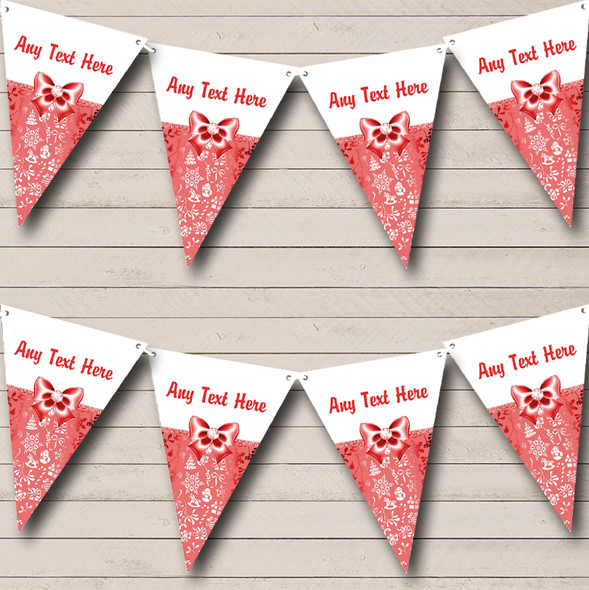 Red And White Bow Personalised Christmas Bunting
