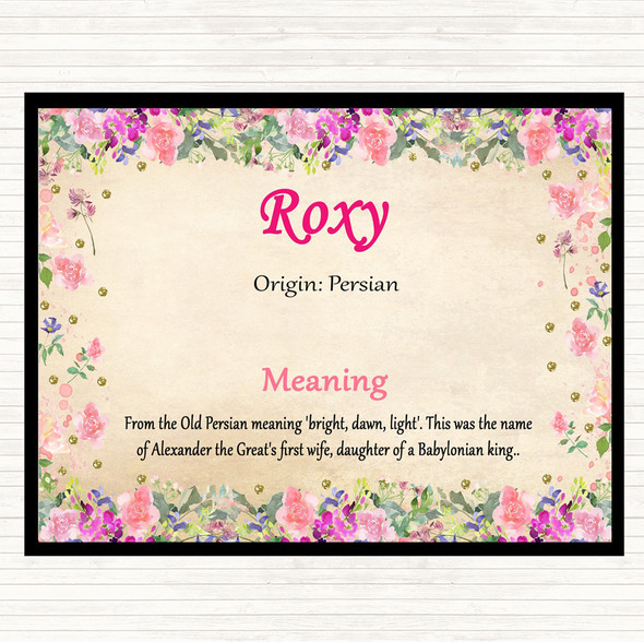 Roxy Name Meaning Mouse Mat Pad Floral
