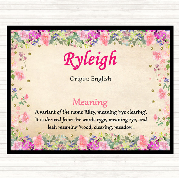 Ryleigh Name Meaning Mouse Mat Pad Floral