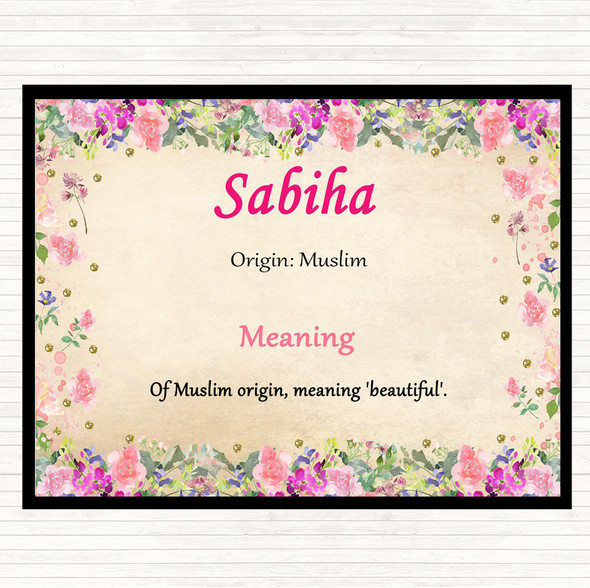 Sabiha Name Meaning Mouse Mat Pad Floral