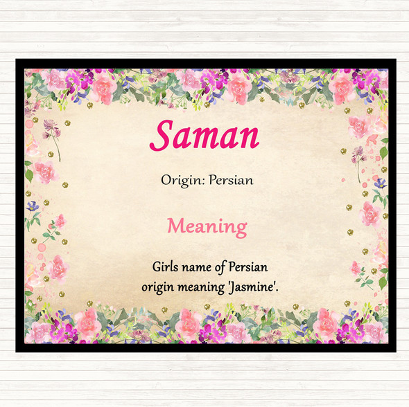 Saman Name Meaning Mouse Mat Pad Floral