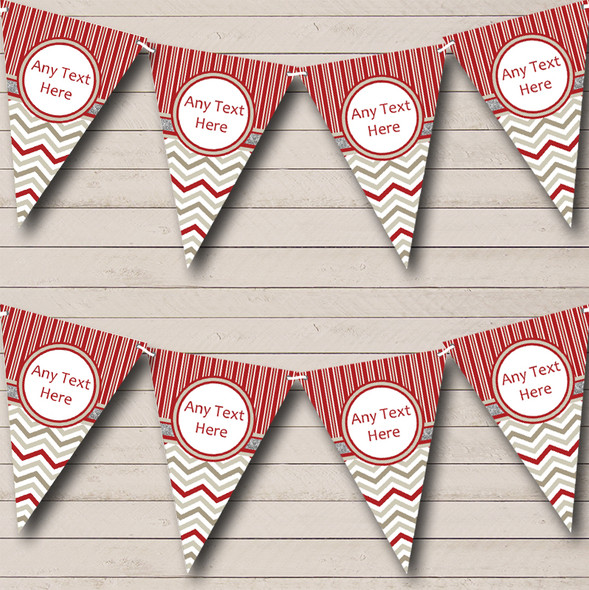 Red & Grey Winter Candy Personalised Christmas Bunting
