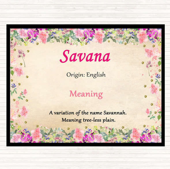 Savana Name Meaning Mouse Mat Pad Floral