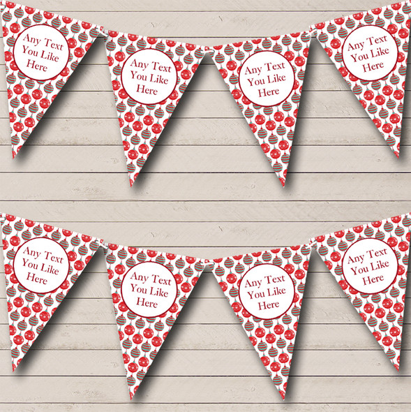 Red & Green Baubles Personalised Christmas Decoration Bunting