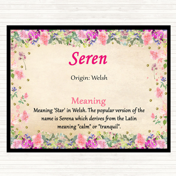 Seren Name Meaning Mouse Mat Pad Floral