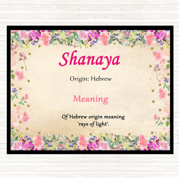 Shanaya Name Meaning Mouse Mat Pad Floral