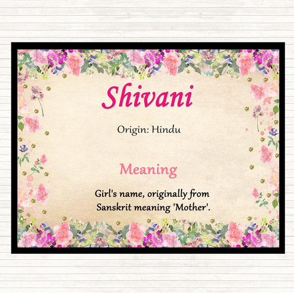 Shivani Name Meaning Mouse Mat Pad Floral
