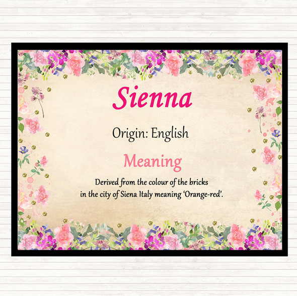 Sienna Name Meaning Mouse Mat Pad Floral