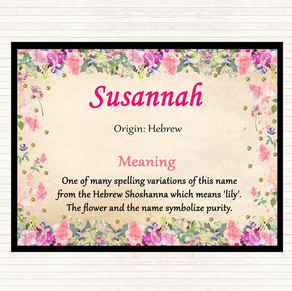 Susannah Name Meaning Mouse Mat Pad Floral