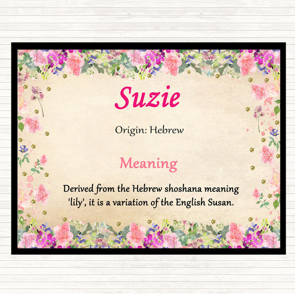 Suzie Name Meaning Mouse Mat Pad Floral