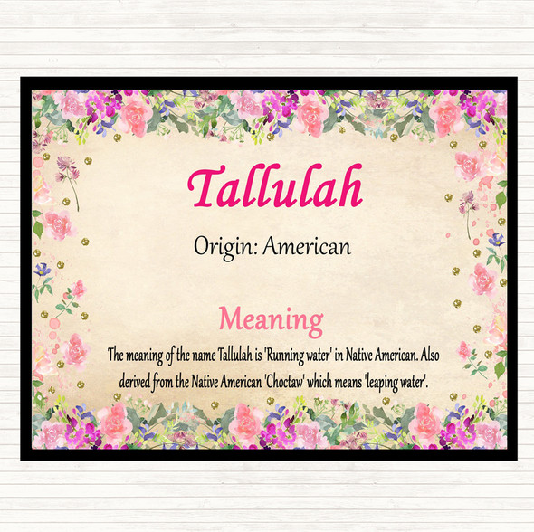 Tallulah Name Meaning Mouse Mat Pad Floral