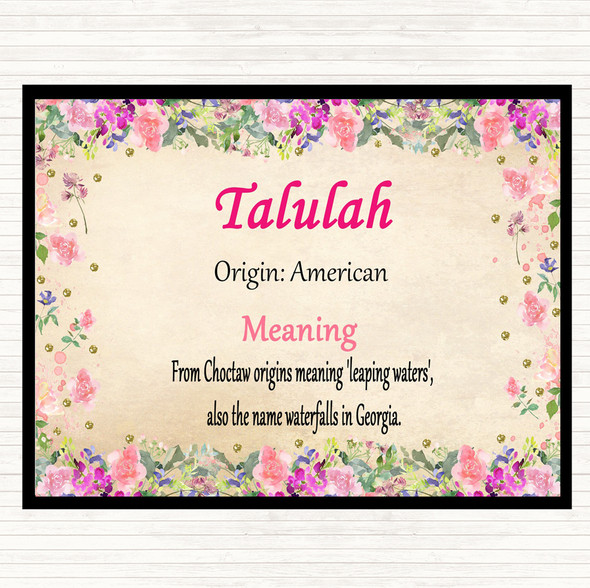 Talulah Name Meaning Mouse Mat Pad Floral