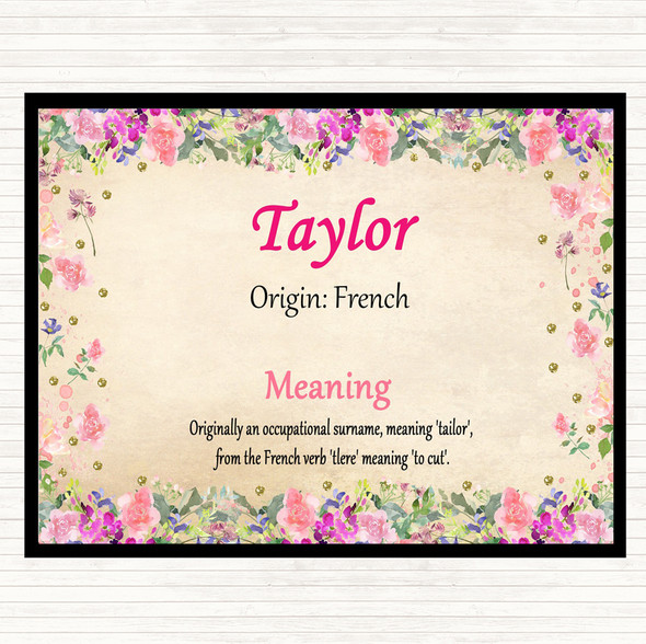 Taylor Name Meaning Mouse Mat Pad Floral
