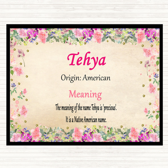 Tehya Name Meaning Mouse Mat Pad Floral