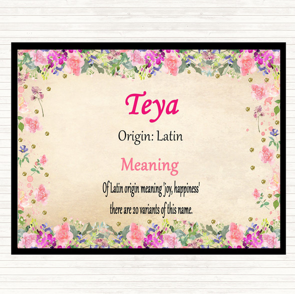 Teya Name Meaning Mouse Mat Pad Floral