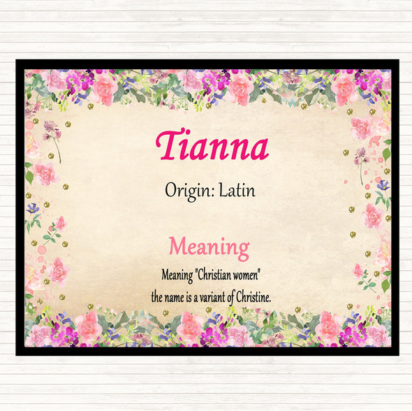 Tianna Name Meaning Mouse Mat Pad Floral