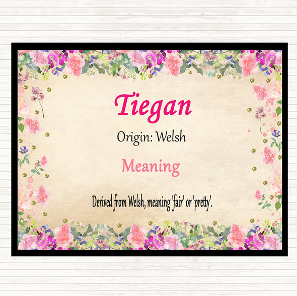 Tiegan Name Meaning Mouse Mat Pad Floral