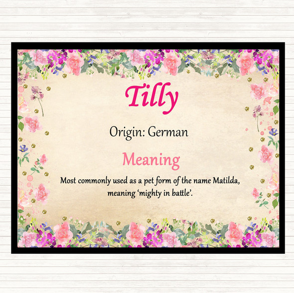 Tilly Name Meaning Mouse Mat Pad Floral