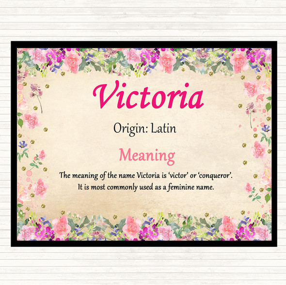 Victoria Name Meaning Mouse Mat Pad Floral